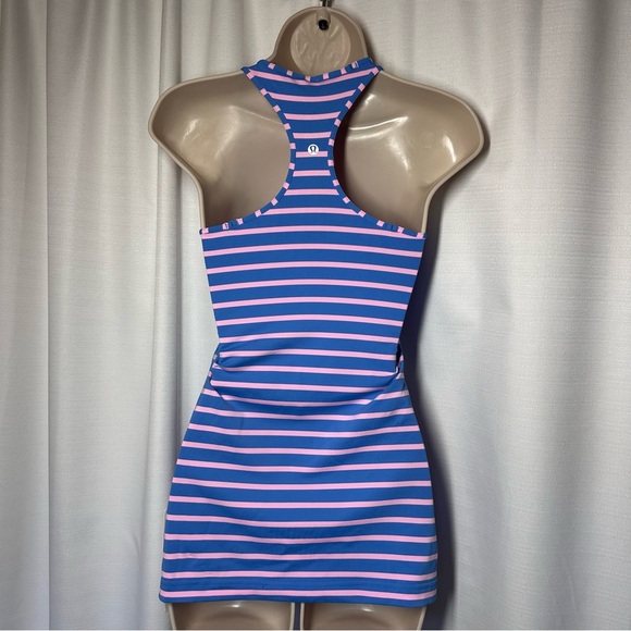 New Lululemon Blue Pink Stripe Cool Racerback Tank Top 4 Barbie Nautical Workout - Picture 5 of 8